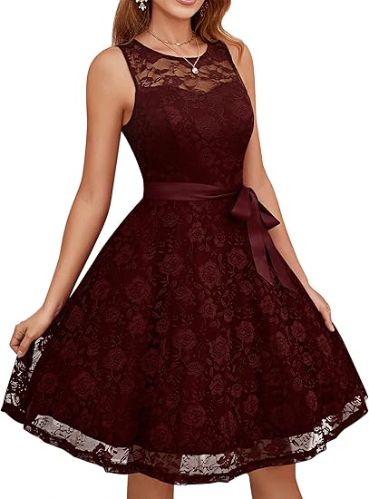 Dressystar Women's Floral Lace Dress Short